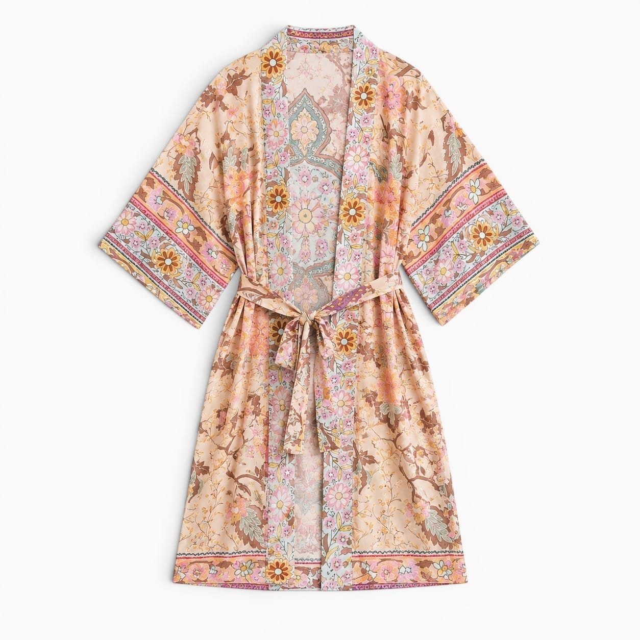 La Boutique Kimono Kimono À Nouer Crème Rose