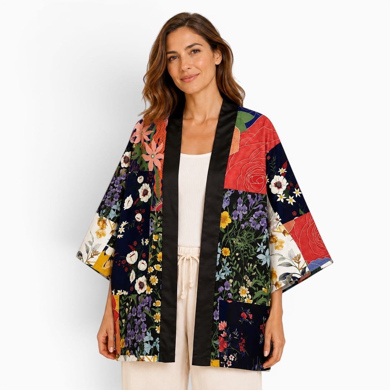 La Boutique Kimono Kimono Acétate Fleuri Multicolore