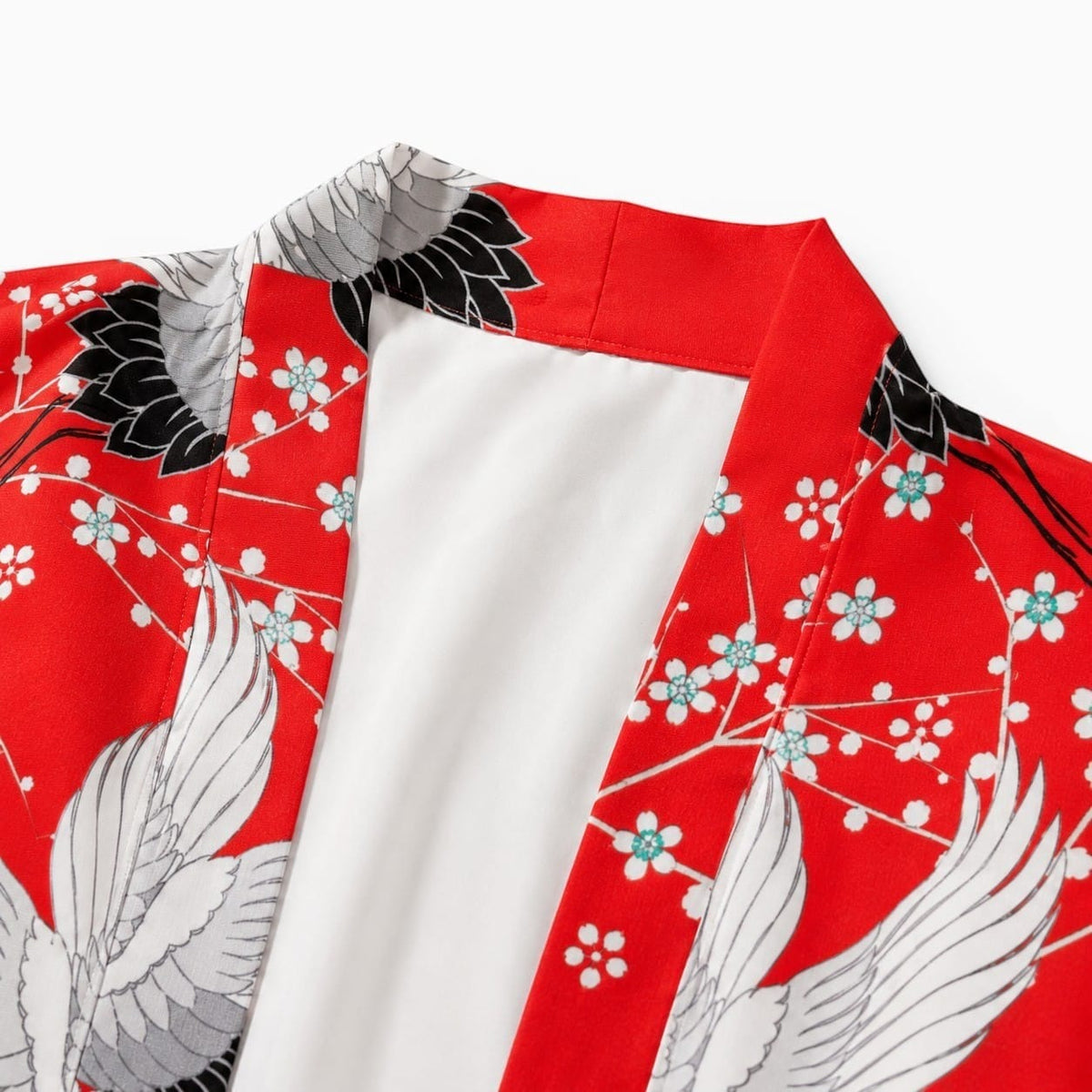 La Boutique Kimono Kimono Acétate Rouge Motif Grues