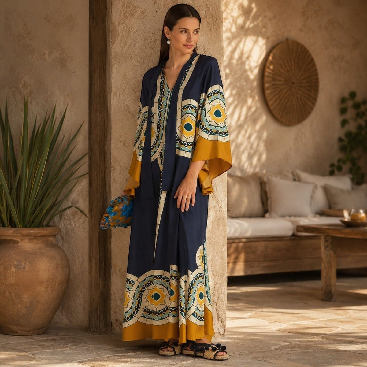 La Boutique Kimono Kimono Bleu Femme Marine Ethnique