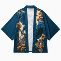 La Boutique Kimono Kimono Bleu Imprimé Grues