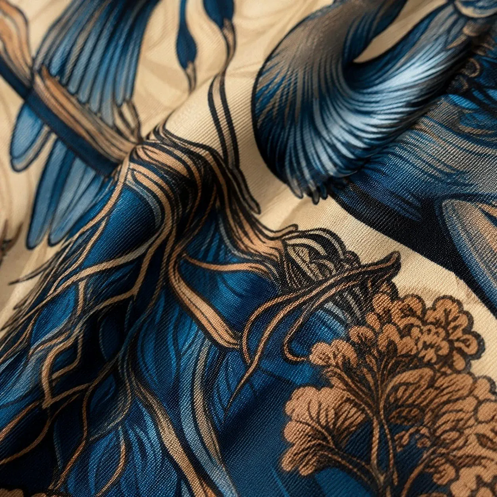 La Boutique Kimono Kimono Bleu Imprimé Grues