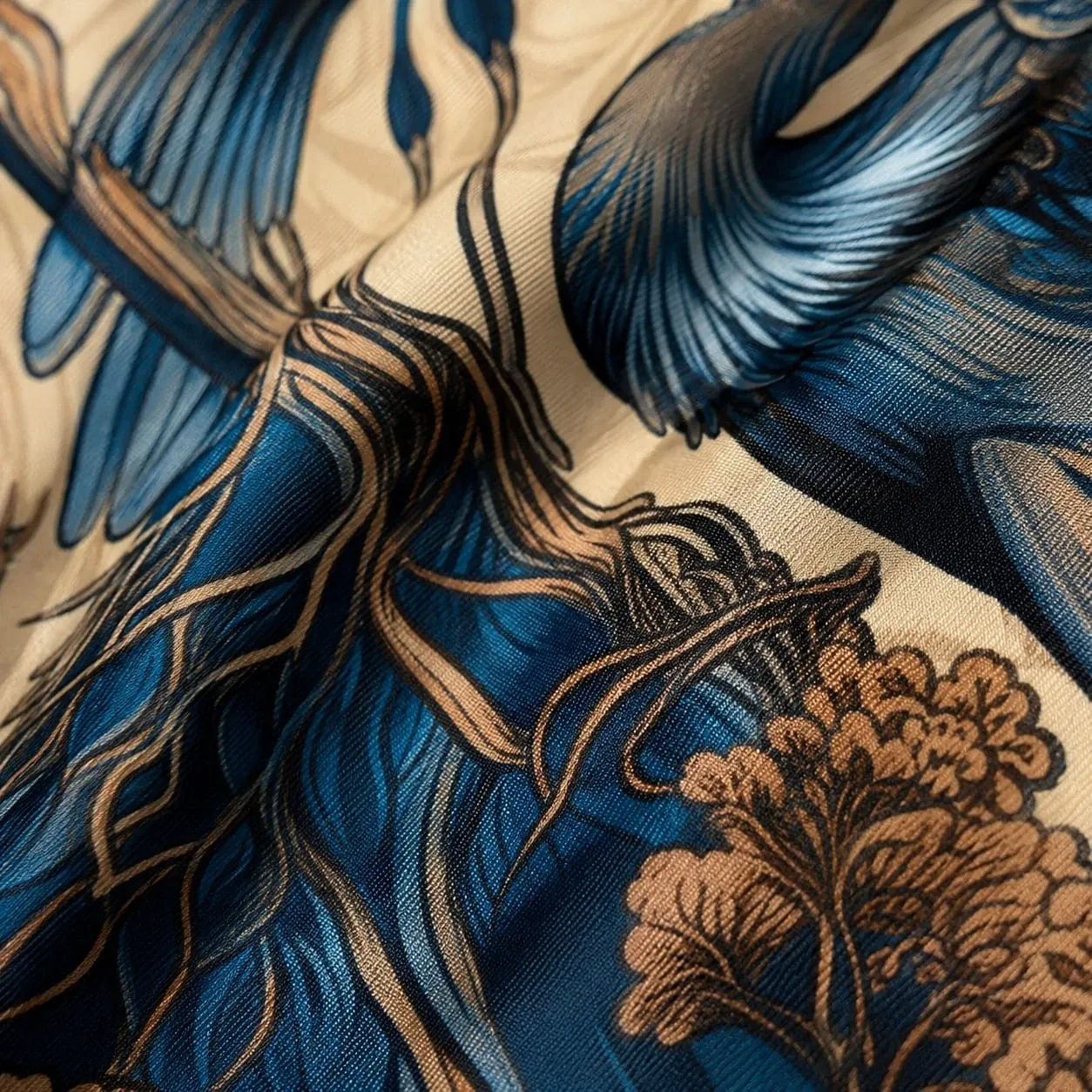 La Boutique Kimono Kimono Bleu Imprimé Grues