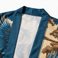 La Boutique Kimono Kimono Bleu Imprimé Grues