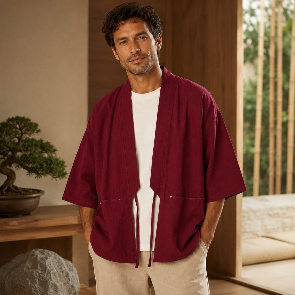 La Boutique Kimono Kimono Bordeaux En Coton
