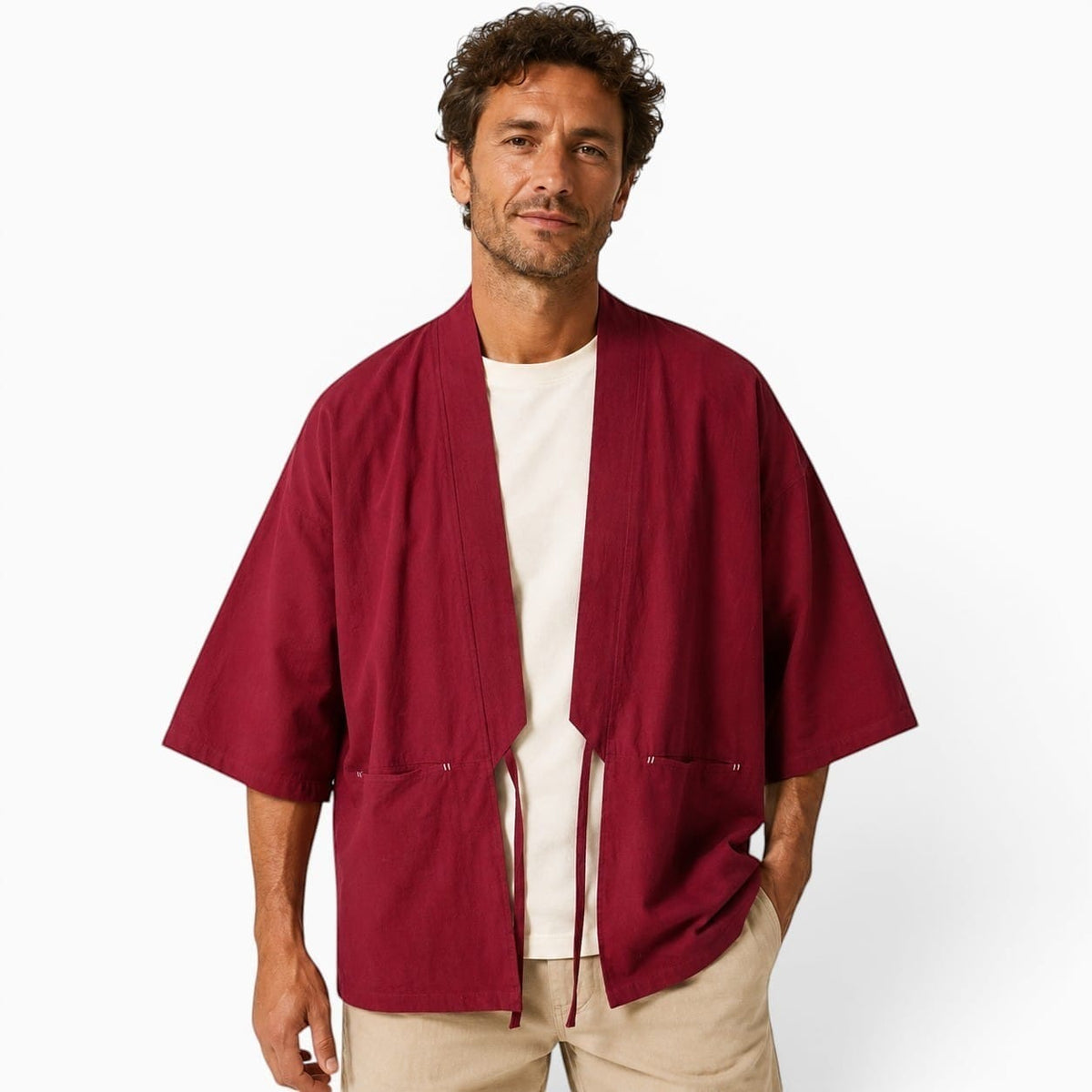 La Boutique Kimono Kimono Bordeaux En Coton