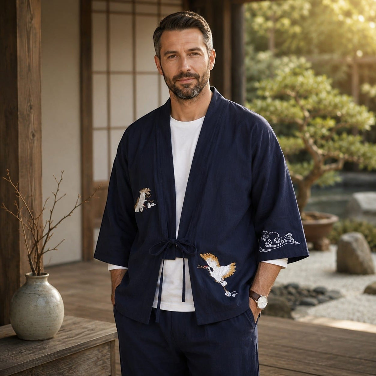 La Boutique Kimono Kimono Brodé En Coton Et Lin