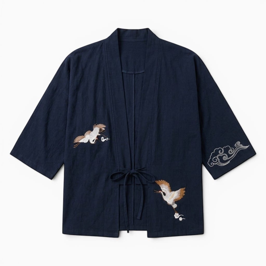 La Boutique Kimono Kimono Brodé En Coton Et Lin