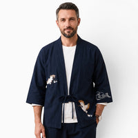 La Boutique Kimono Kimono Brodé En Coton Et Lin