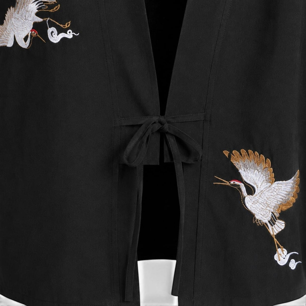 La Boutique Kimono Kimono Brodé Grue Noir