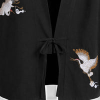 La Boutique Kimono Kimono Brodé Grue Noir