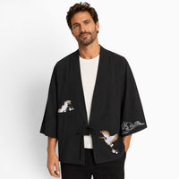 La Boutique Kimono Kimono Brodé Grue Noir