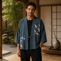 La Boutique Kimono Kimono Brodé Motif Grues