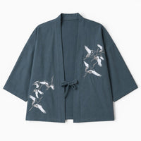 La Boutique Kimono Kimono Brodé Motif Grues