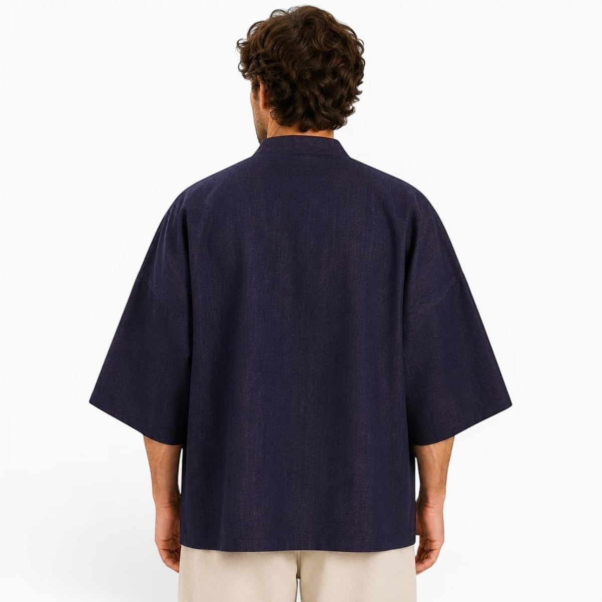 La Boutique Kimono Kimono Coton Bleu Marine Coupe Ample