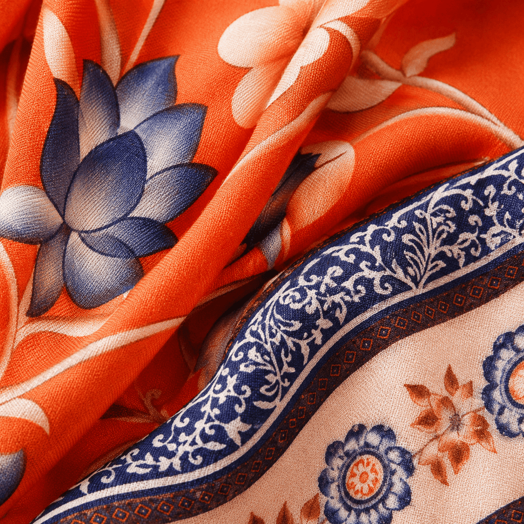 La Boutique Kimono Kimono Coton Corail Fleuri