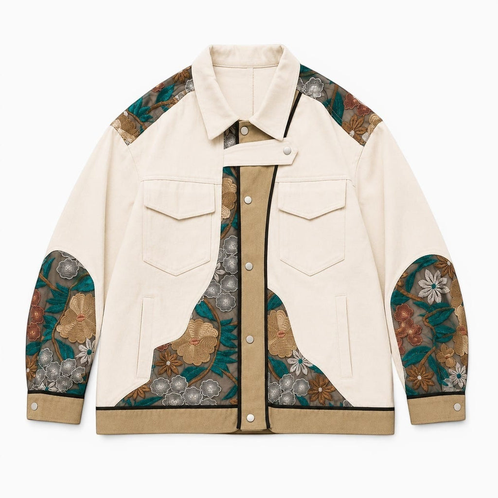 La Boutique Kimono Kimono Coton Homme Brodé Beige
