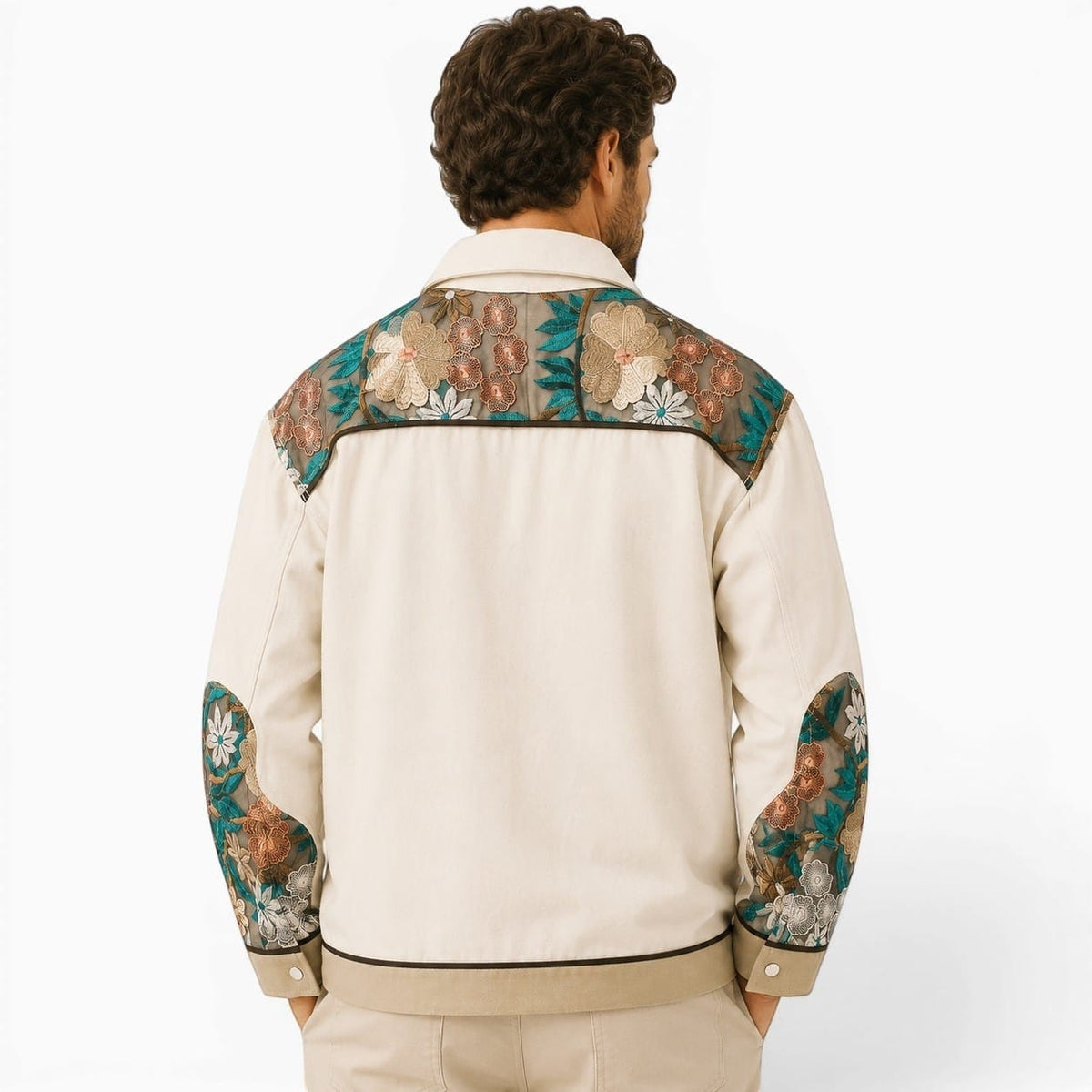 La Boutique Kimono Kimono Coton Homme Brodé Beige