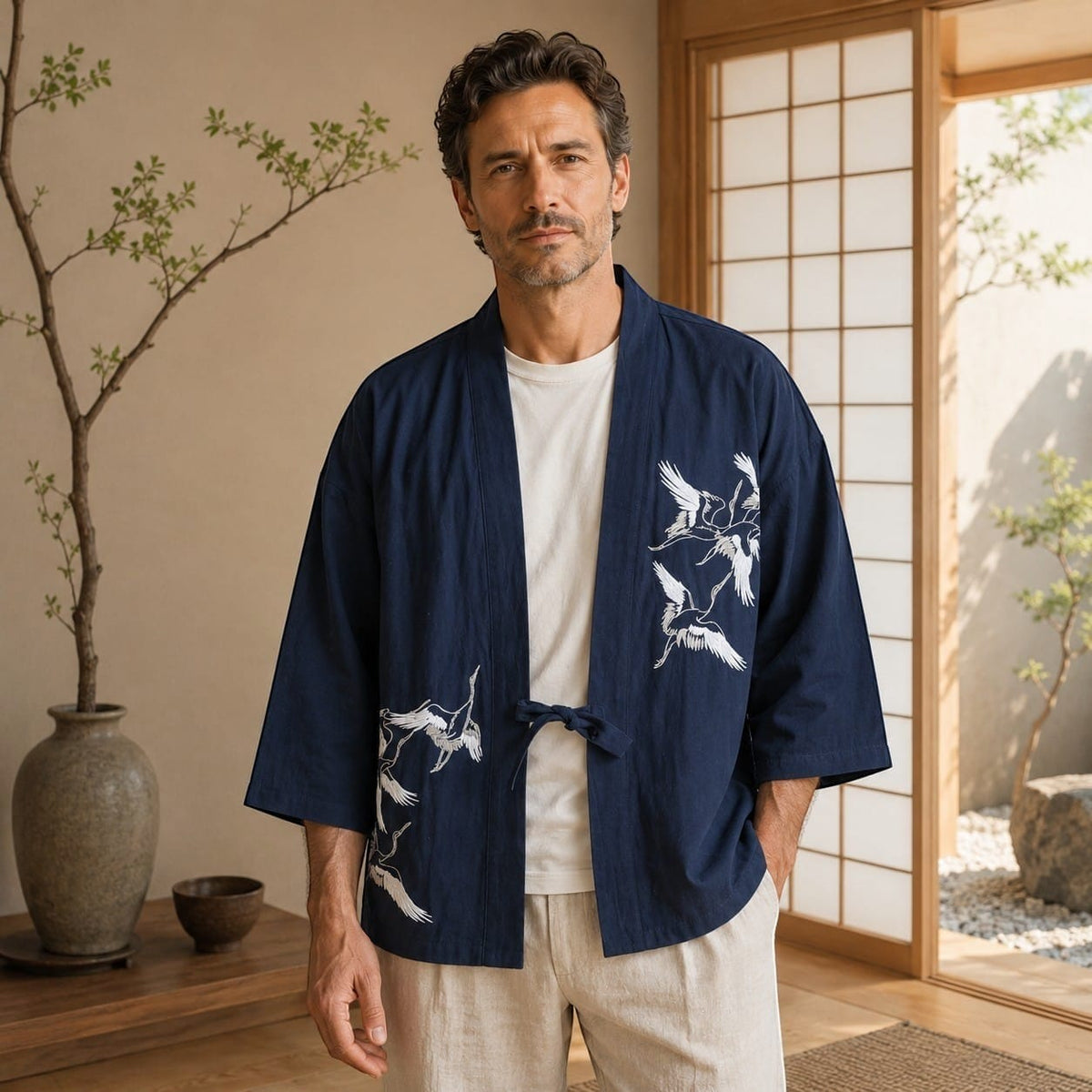 La Boutique Kimono Kimono Coton Japonais Bleu Marine