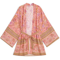 La Boutique Kimono Kimono Court Femme Rose Avec Fleurs