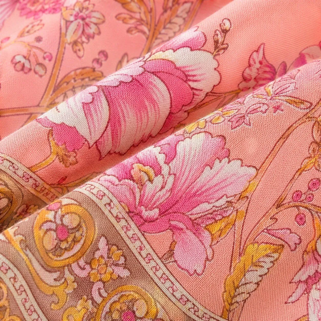 La Boutique Kimono Kimono Court Femme Rose Avec Fleurs