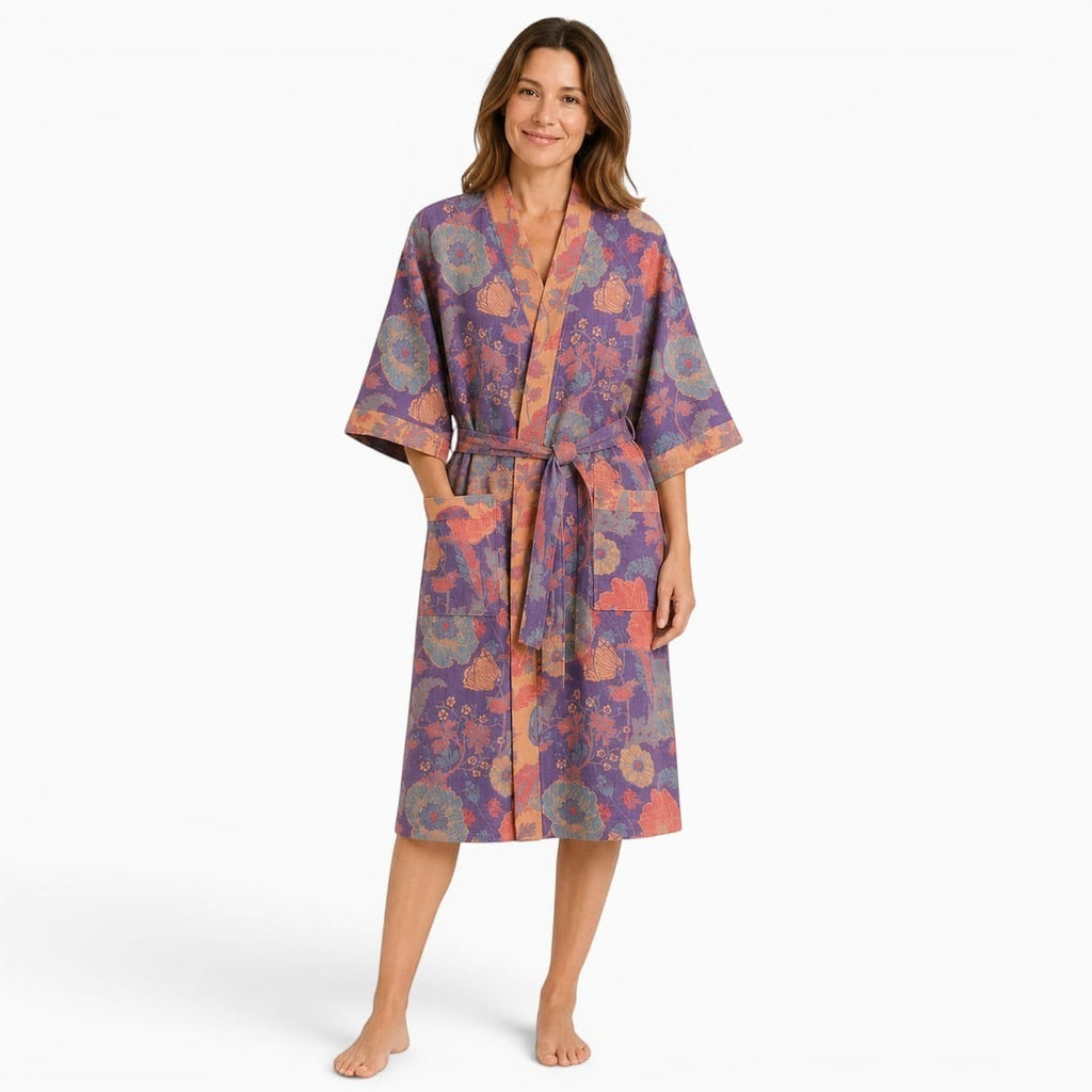 La Boutique Kimono Kimono Croisé Fleuri En Coton