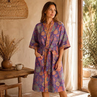 La Boutique Kimono Kimono Croisé Fleuri En Coton