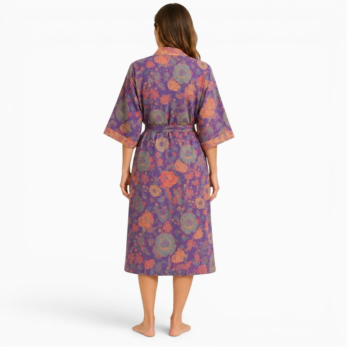 La Boutique Kimono Kimono Croisé Fleuri En Coton