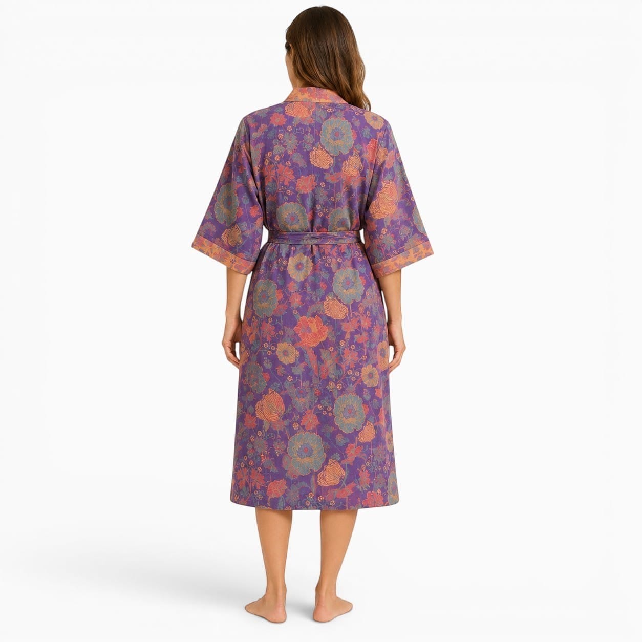 La Boutique Kimono Kimono Croisé Fleuri En Coton