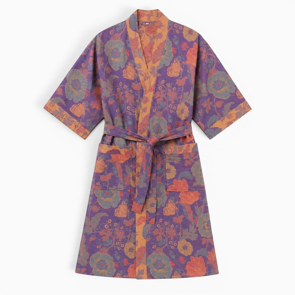 La Boutique Kimono Kimono Croisé Fleuri En Coton