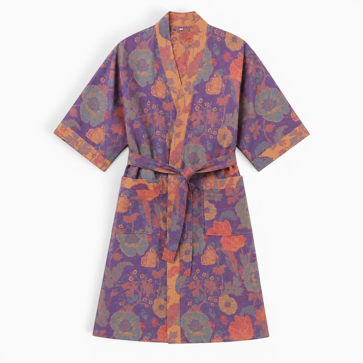 La Boutique Kimono Kimono Croisé Fleuri En Coton
