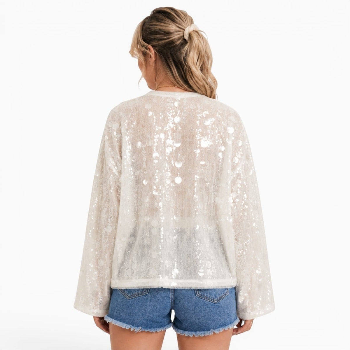 La Boutique Kimono Kimono D'Hiver Blanc À Sequins
