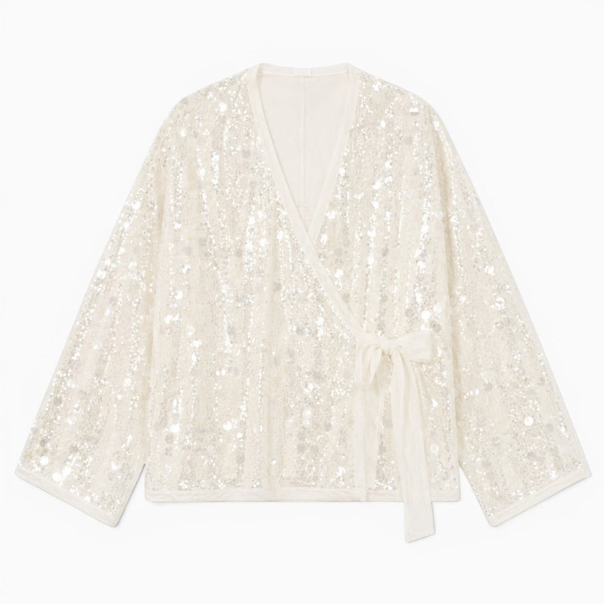 La Boutique Kimono Kimono D'Hiver Blanc À Sequins