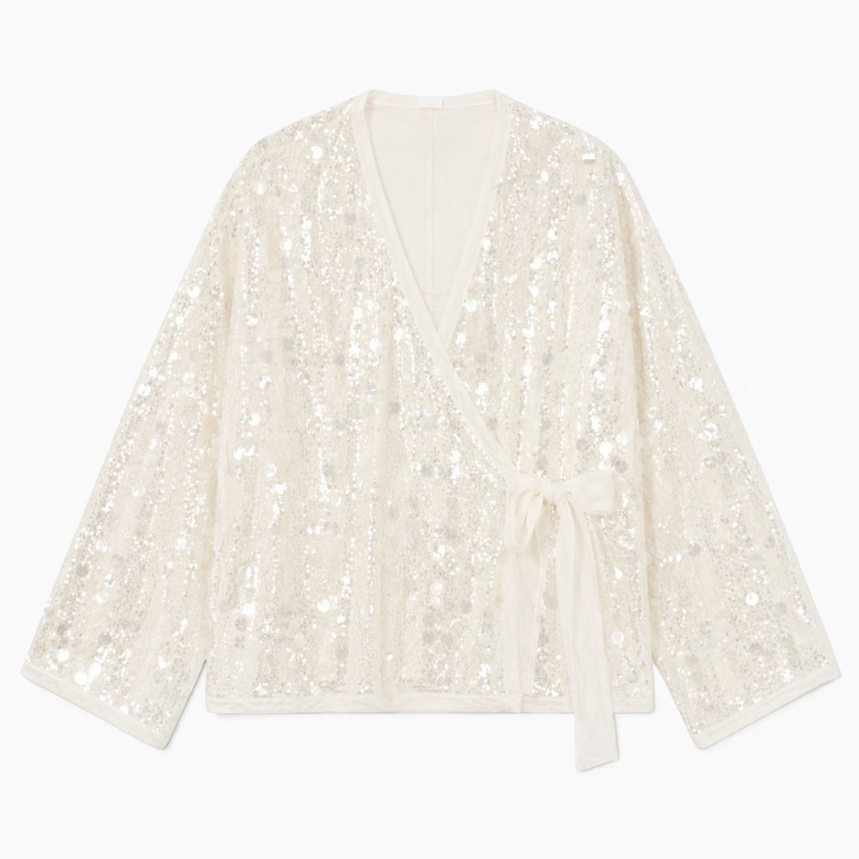 La Boutique Kimono Kimono D'Hiver Blanc À Sequins