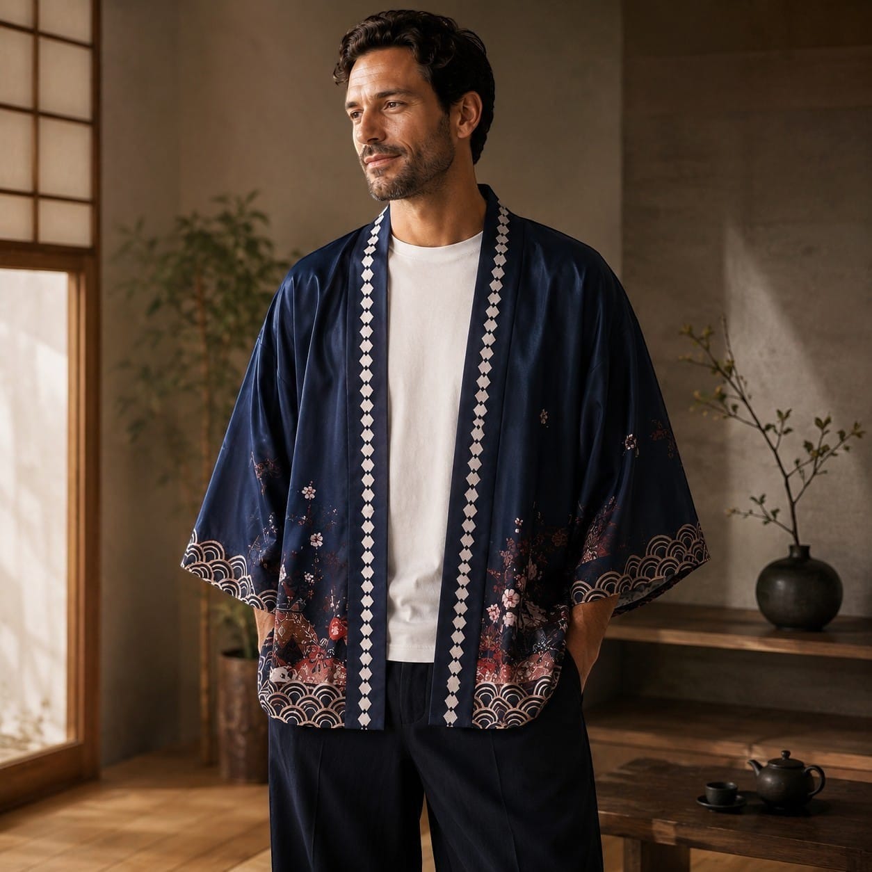 La Boutique Kimono Kimono Dessin Imprimé Japonais Coupe Ample