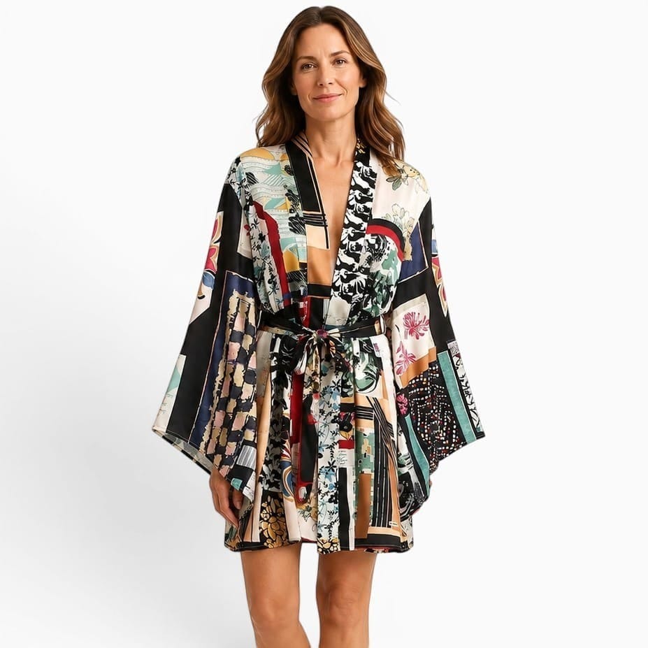 La Boutique Kimono Kimono Dessin Multicolore Imprimé