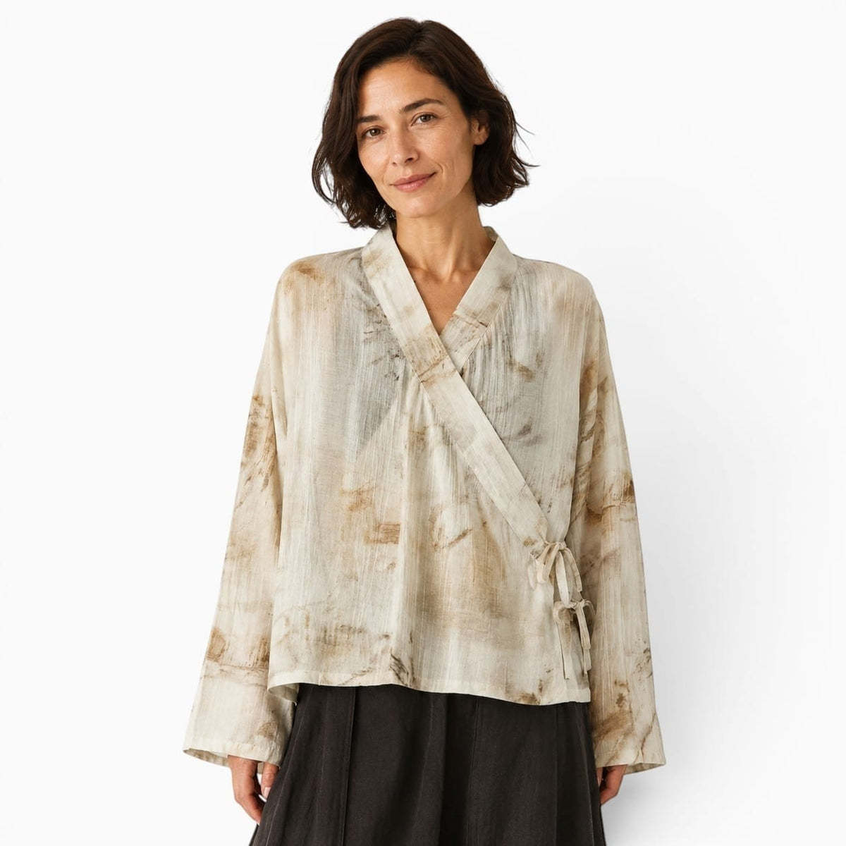 La Boutique Kimono Kimono Élasthanne Beige Style Cache-Cœur
