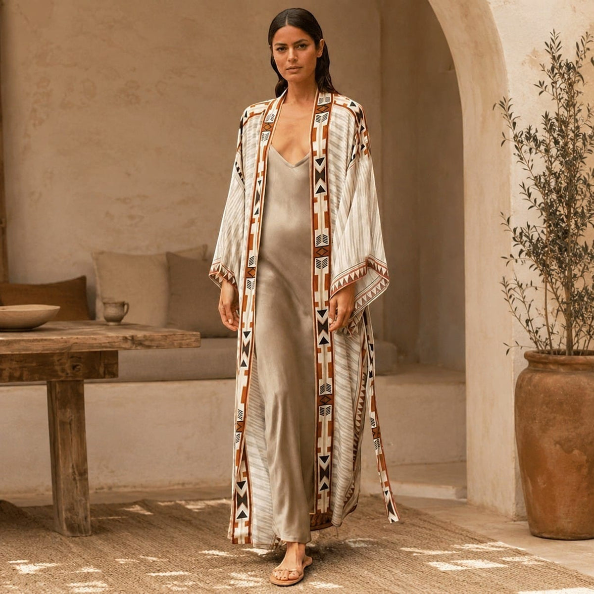 La Boutique Kimono Kimono Élasthanne Long Beige