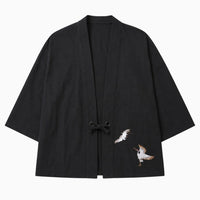 La Boutique Kimono Kimono En Lin Et Coton Broderie Grue