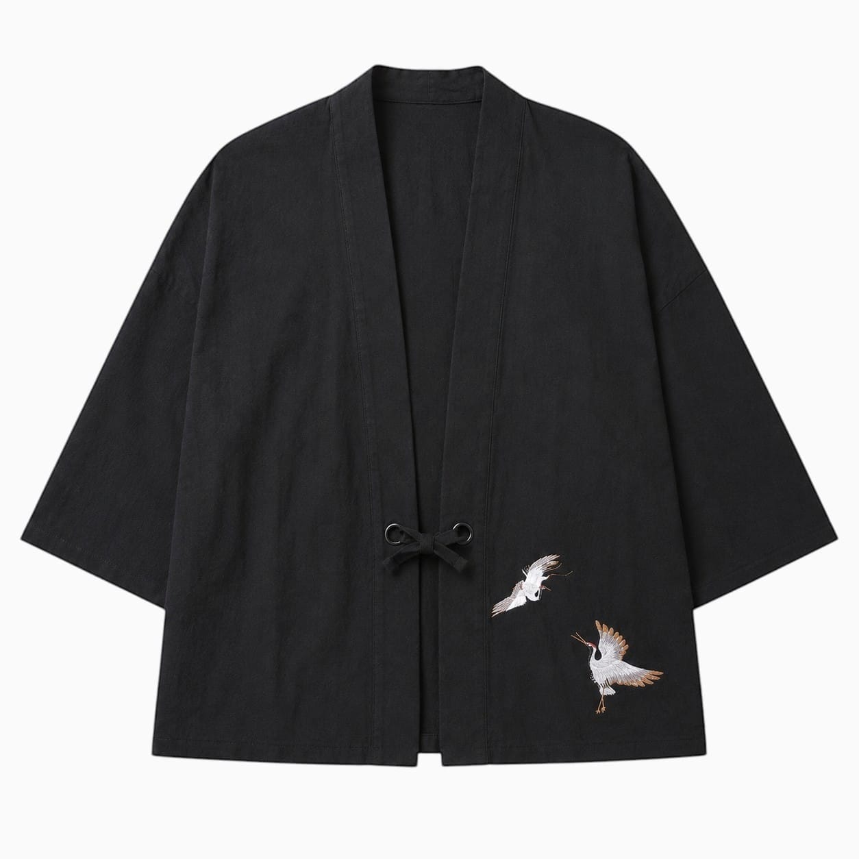 La Boutique Kimono Kimono En Lin Et Coton Broderie Grue