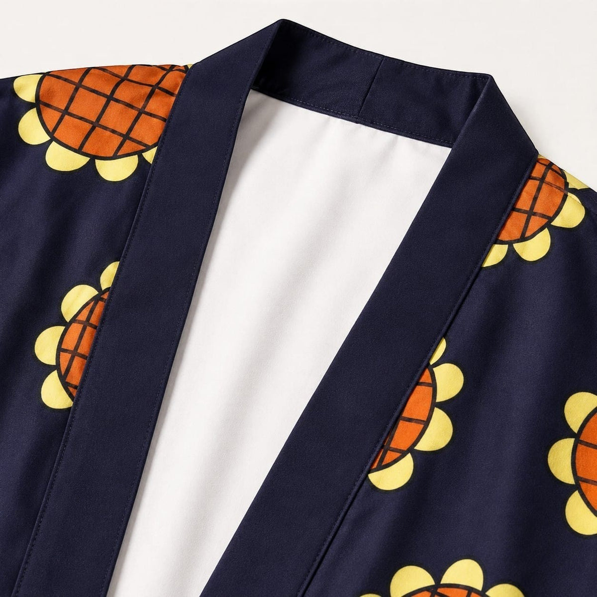 La Boutique Kimono Kimono Été Bleu Marine Motif Tournesol