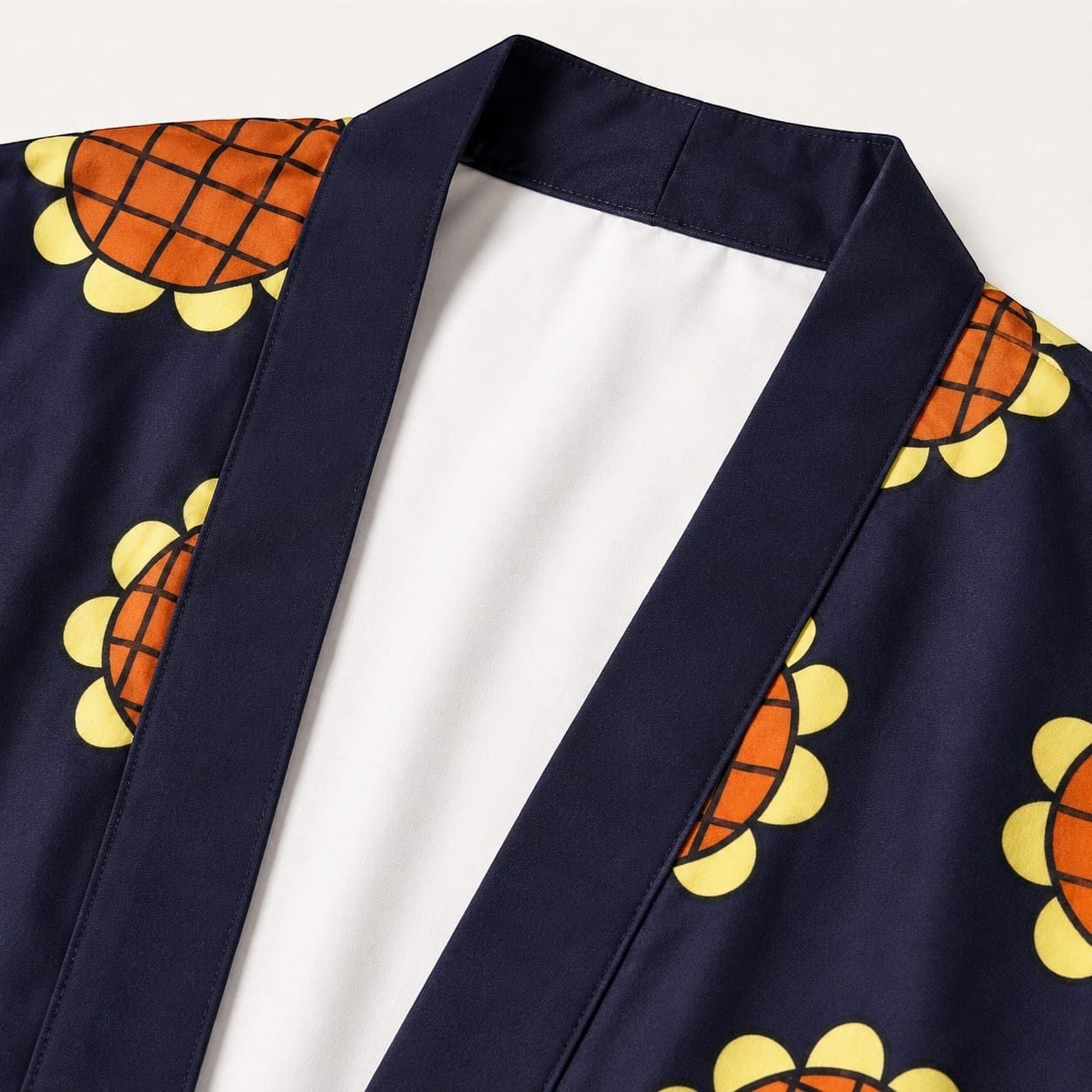 La Boutique Kimono Kimono Été Bleu Marine Motif Tournesol