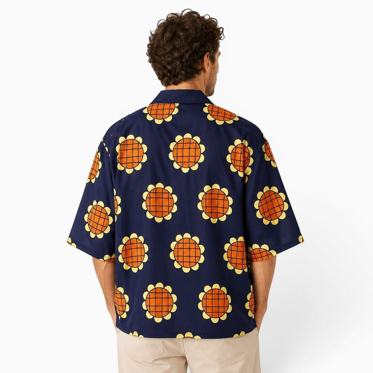 La Boutique Kimono Kimono Été Bleu Marine Motif Tournesol