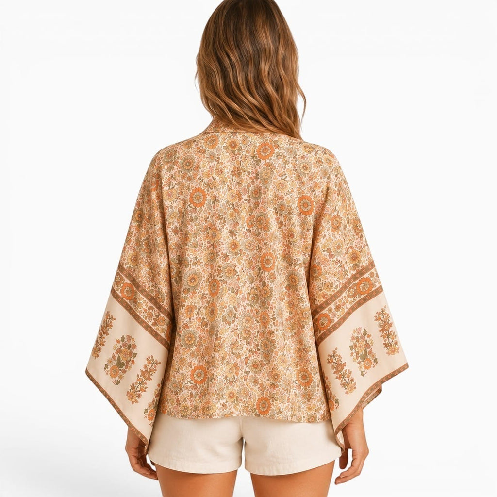 La Boutique Kimono Kimono Été Court Beige Floral
