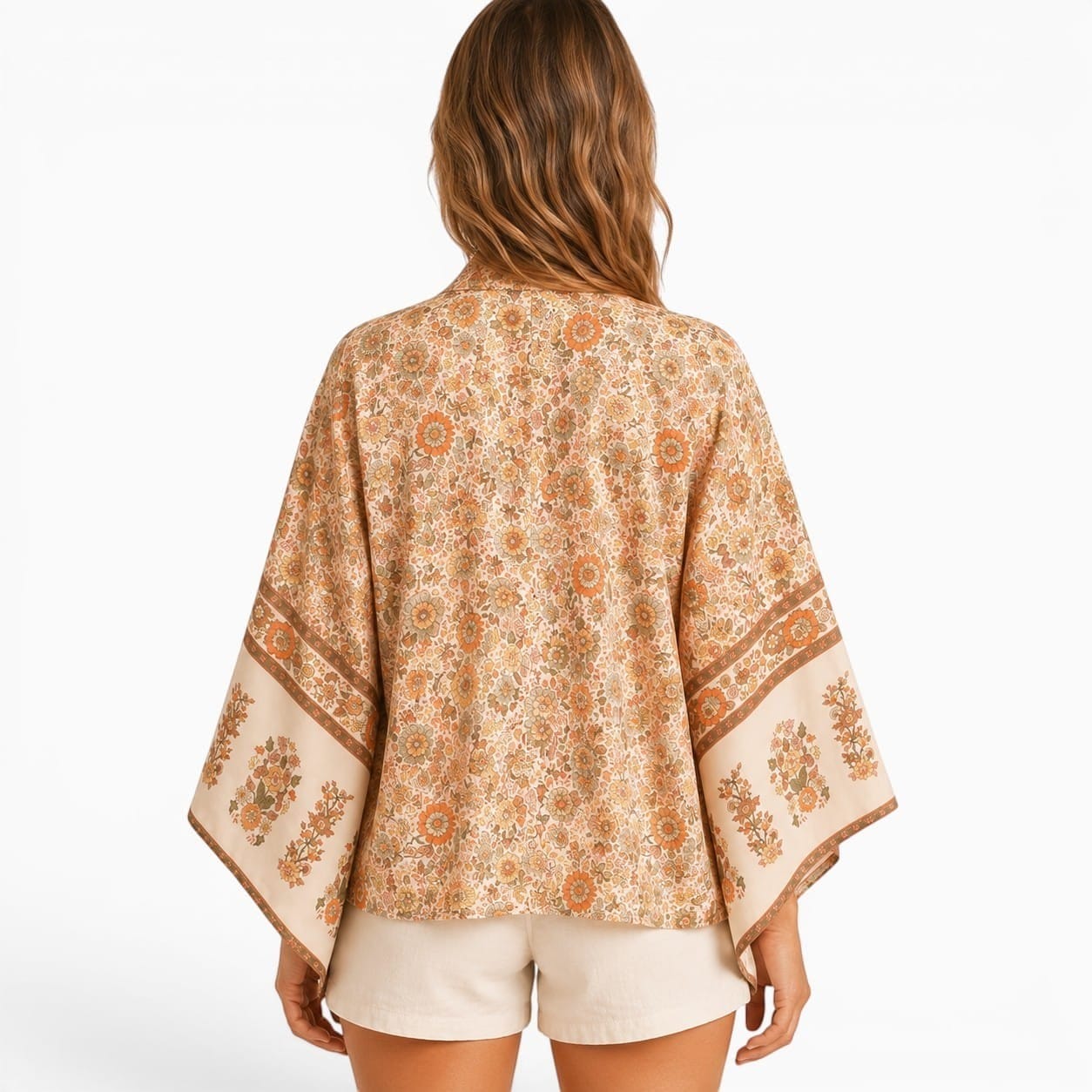 La Boutique Kimono Kimono Été Court Beige Floral