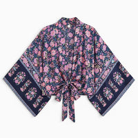 La Boutique Kimono Kimono Été Court Bleu Marine