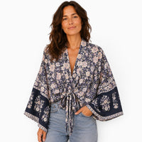 La Boutique Kimono Kimono Été Court Noir Floral