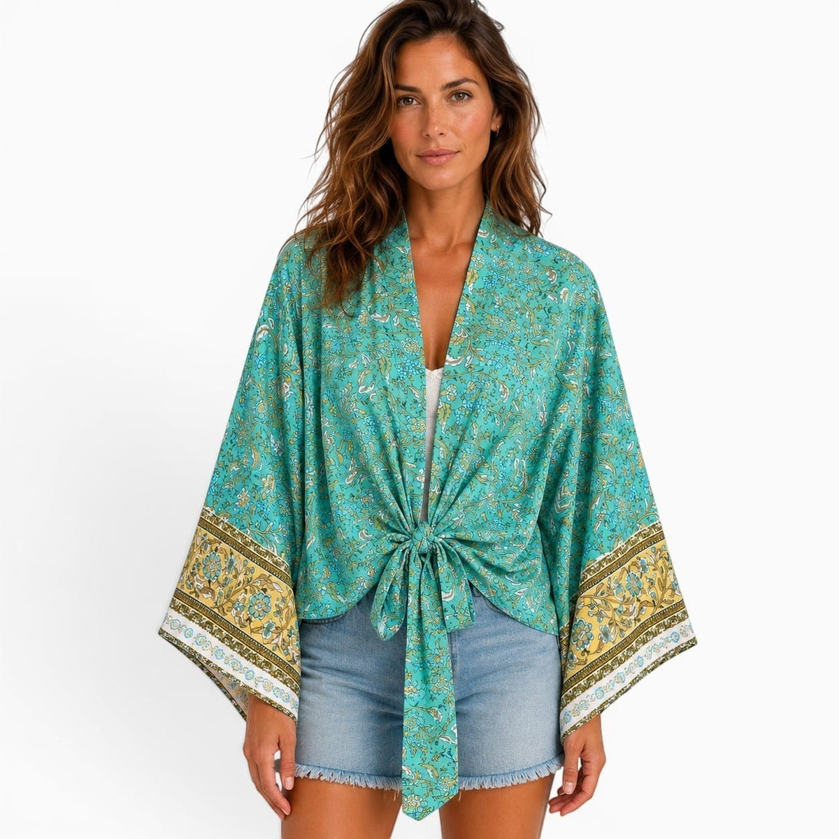 La Boutique Kimono Kimono Été Court Turquoise