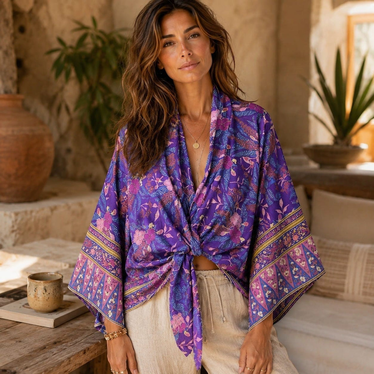 La Boutique Kimono Kimono Été Court Violet
