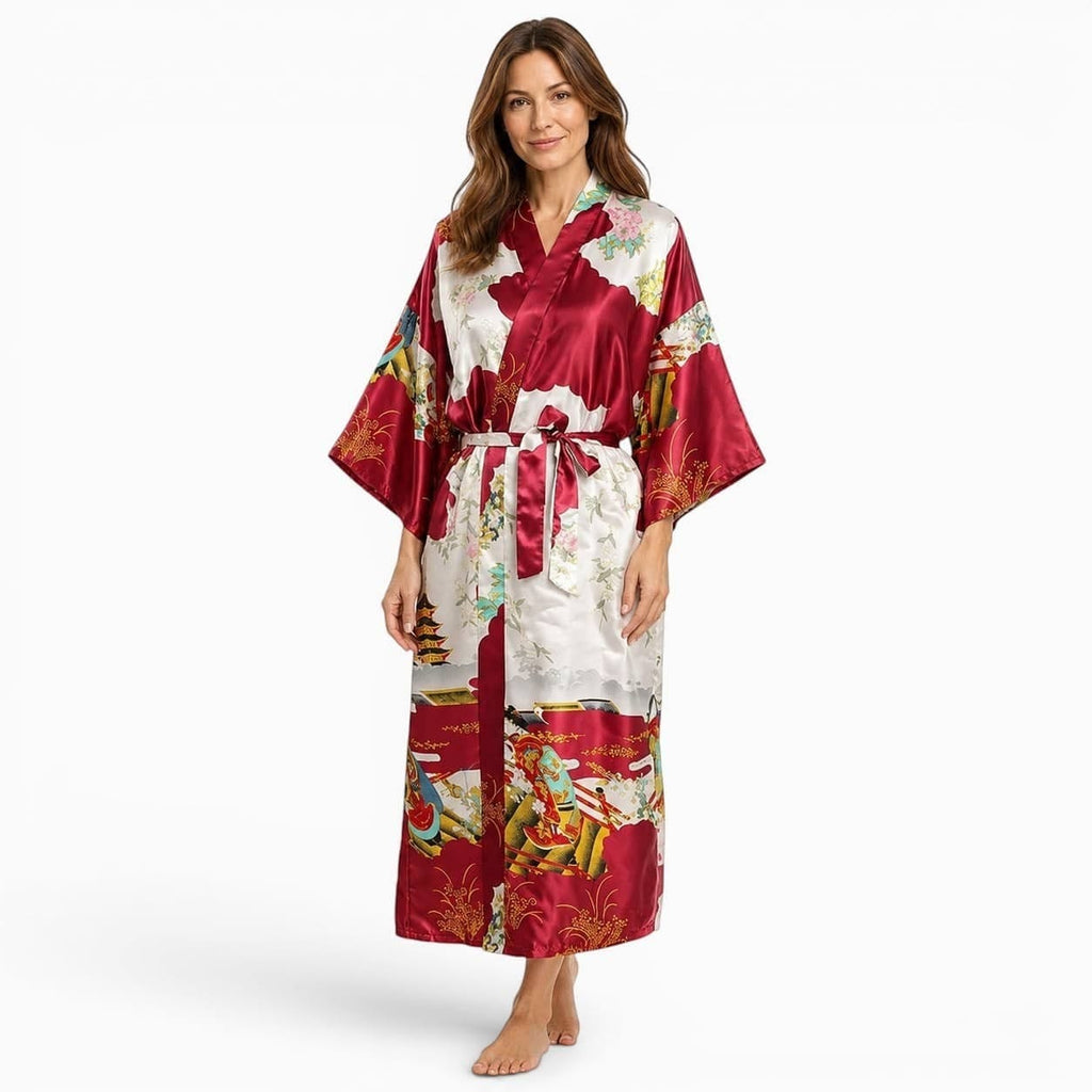 La Boutique Kimono Kimono Été Satin Imprimé Japonais